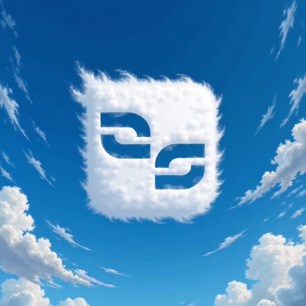 Logo der operational services aus Wolken an einem blauen Himmel, KI-generiert