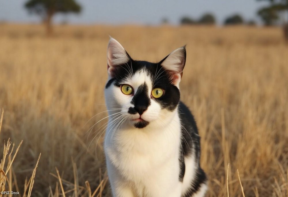 Kater Oskar in der Savanne, KI-generiert per LoRA-Training